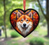 Akita Stained Glass Effect Heart Suncatcher
